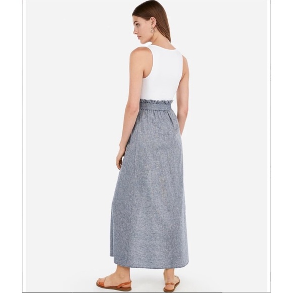 Express super high waisted linen blend paperbag maxi skirt - Picture 2 of 3